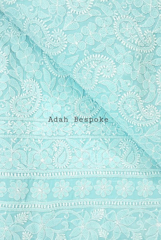 Chikankari Cotton Kurta ( Unstitched ) - Adah Chikankari