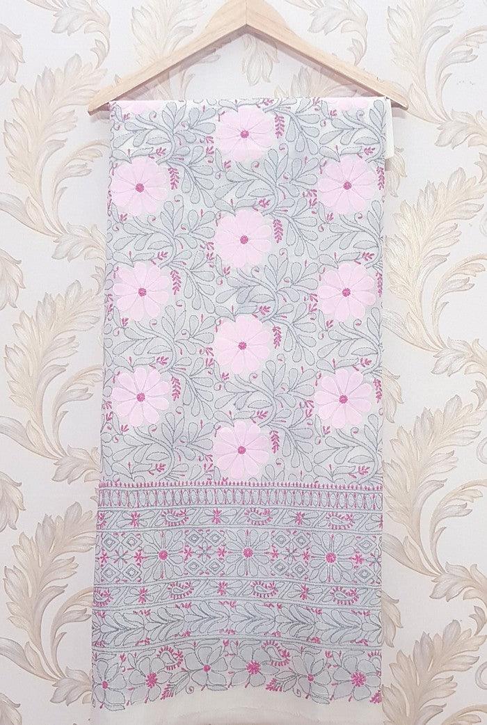 Chikankari Cotton Kurta ( Applique Work ) - Adah Chikankari