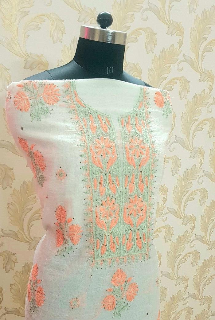 Chikankari Mulmul Chanderi Suit - Adah Chikankari