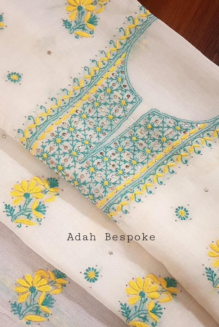 Chikankari Mulmul Chanderi Suit - Adah Chikankari