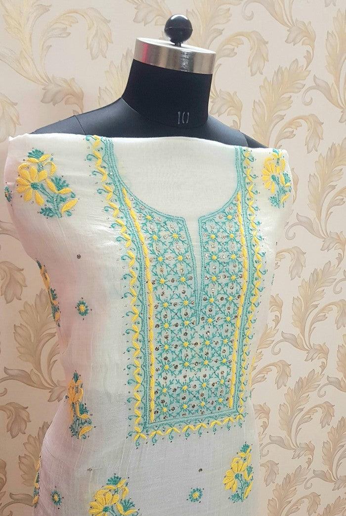 Chikankari Mulmul Chanderi Suit - Adah Chikankari
