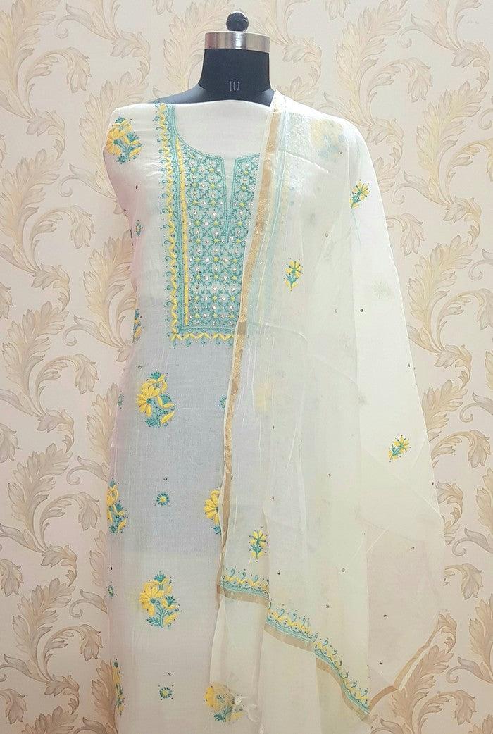 Chikankari Mulmul Chanderi Suit - Adah Chikankari
