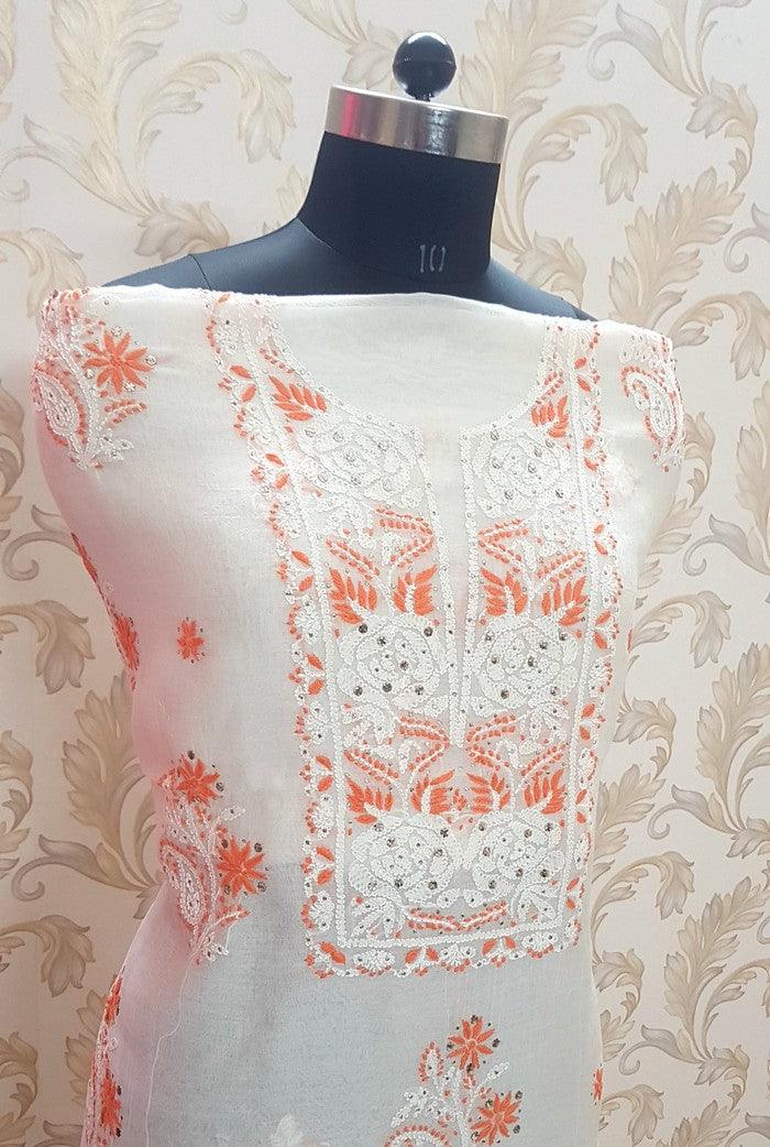 Chikankari Mulmul Chanderi Suit - Adah Chikankari