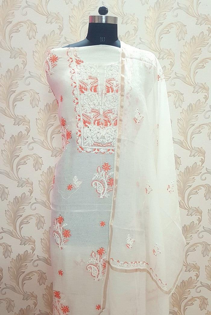 Chikankari Mulmul Chanderi Suit - Adah Chikankari