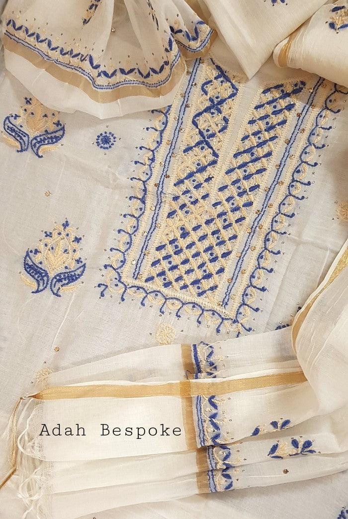 Chikankari Mulmul Chanderi Suit - Adah Chikankari