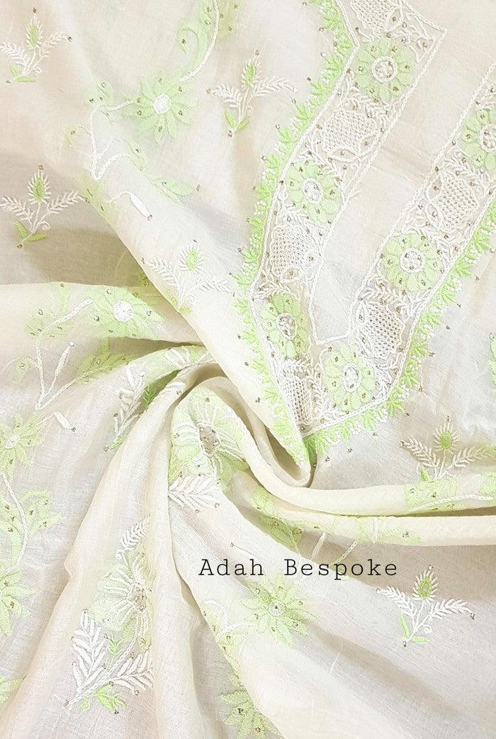 Chikankari Mul Chanderi Designer Suit - Adah Chikankari