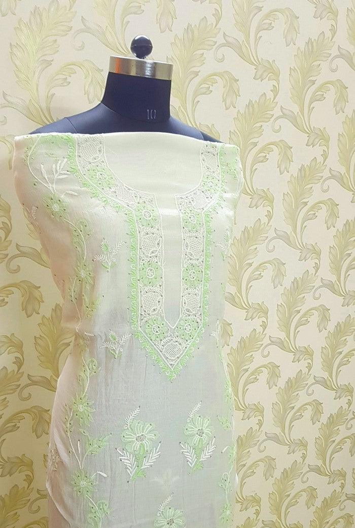 Chikankari Mul Chanderi Designer Suit - Adah Chikankari