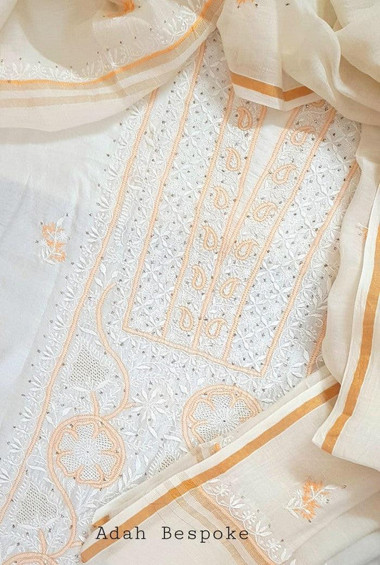 Chikankari Mul Chanderi Designer Suit - Adah Chikankari