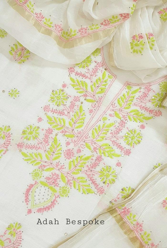 Chikankari Mul Chanderi Designer Suit - Adah Chikankari