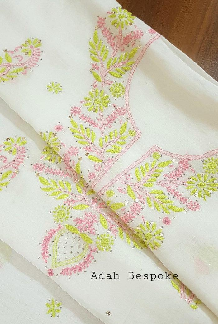 Chikankari Mul Chanderi Designer Suit - Adah Chikankari