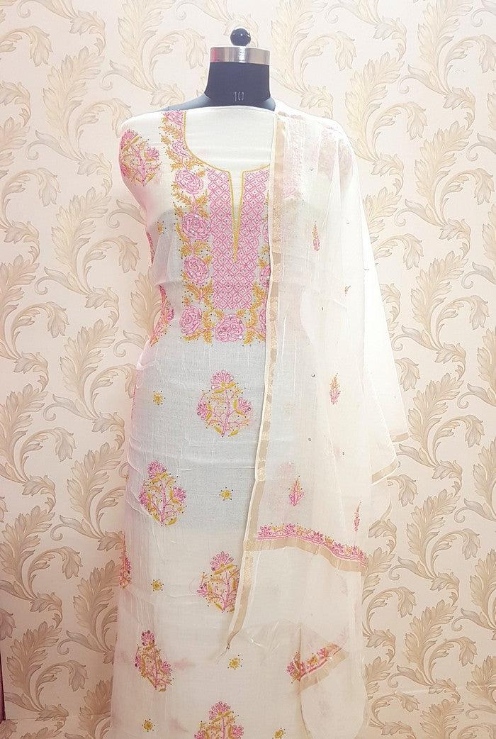 Chikankari Mul Chanderi Designer Suit - Adah Chikankari