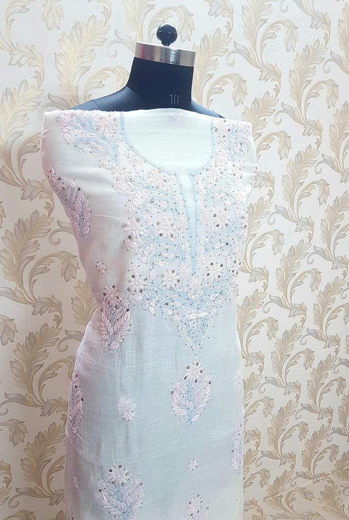 Chikankari Mul Chanderi Designer Suit - Adah Chikankari