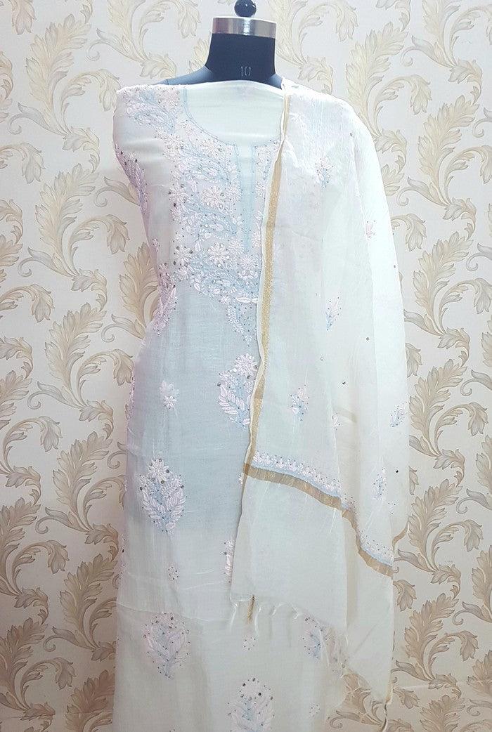 Chikankari Mul Chanderi Designer Suit - Adah Chikankari