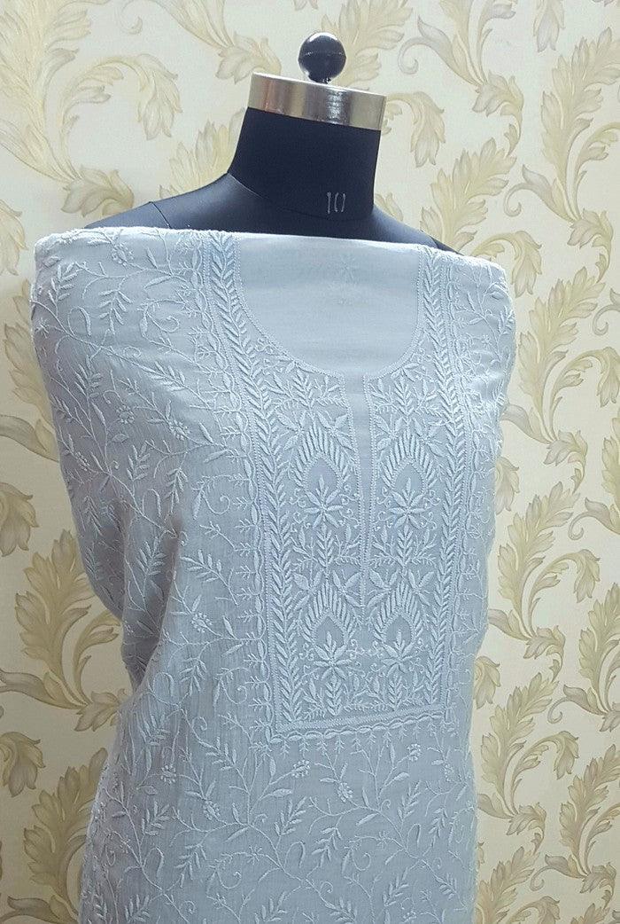 Chikankari Mul Chanderi Suit - Adah Chikankari