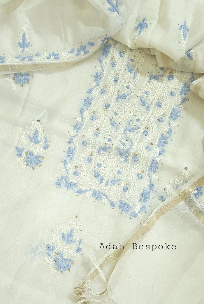 Chikankari Mul Chanderi Designer Suit - Adah Chikankari