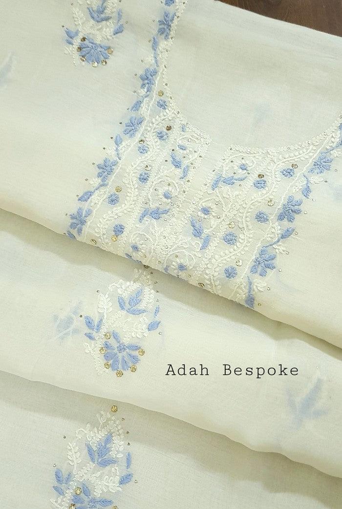 Chikankari Mul Chanderi Designer Suit - Adah Chikankari