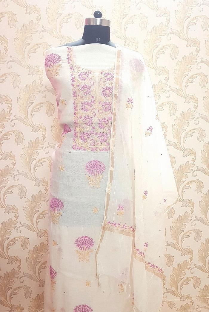 Chikankari Mul Chanderi Designer Suit - Adah Chikankari