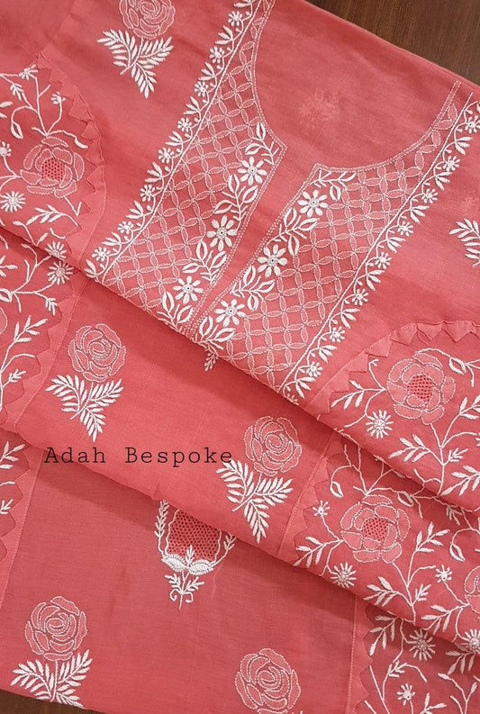 Chikankari Mul Chanderi Suit - Adah Chikankari