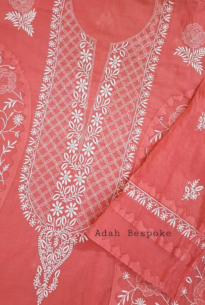Chikankari Mul Chanderi Suit - Adah Chikankari