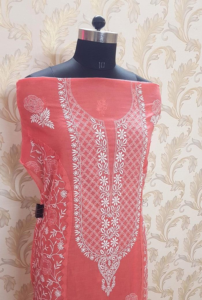 Chikankari Mul Chanderi Suit - Adah Chikankari
