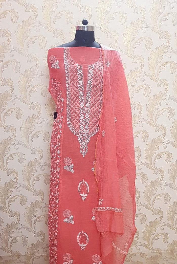 Chikankari Mul Chanderi Suit - Adah Chikankari