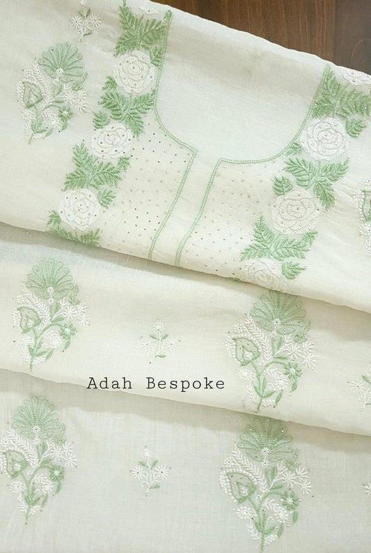 Chikankari Mul Chanderi Suit - Adah Chikankari