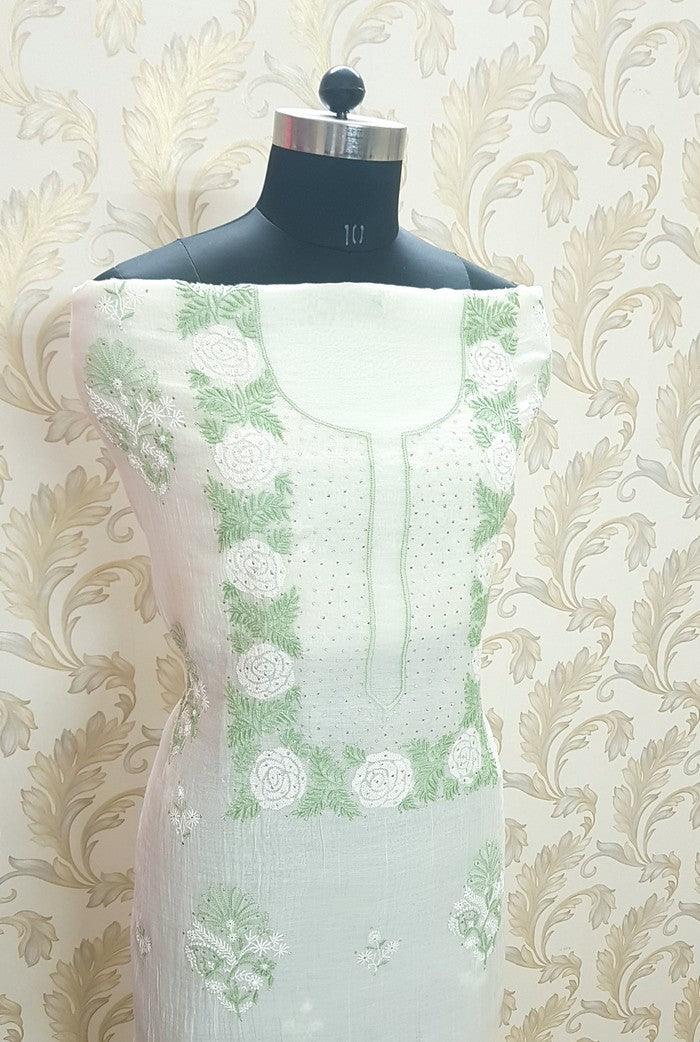Chikankari Mul Chanderi Suit - Adah Chikankari
