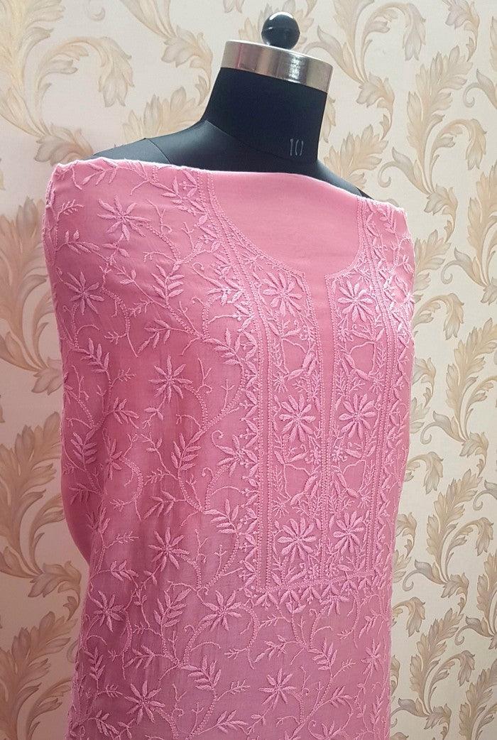 Chikankari Mul Chanderi Suit - Adah Chikankari