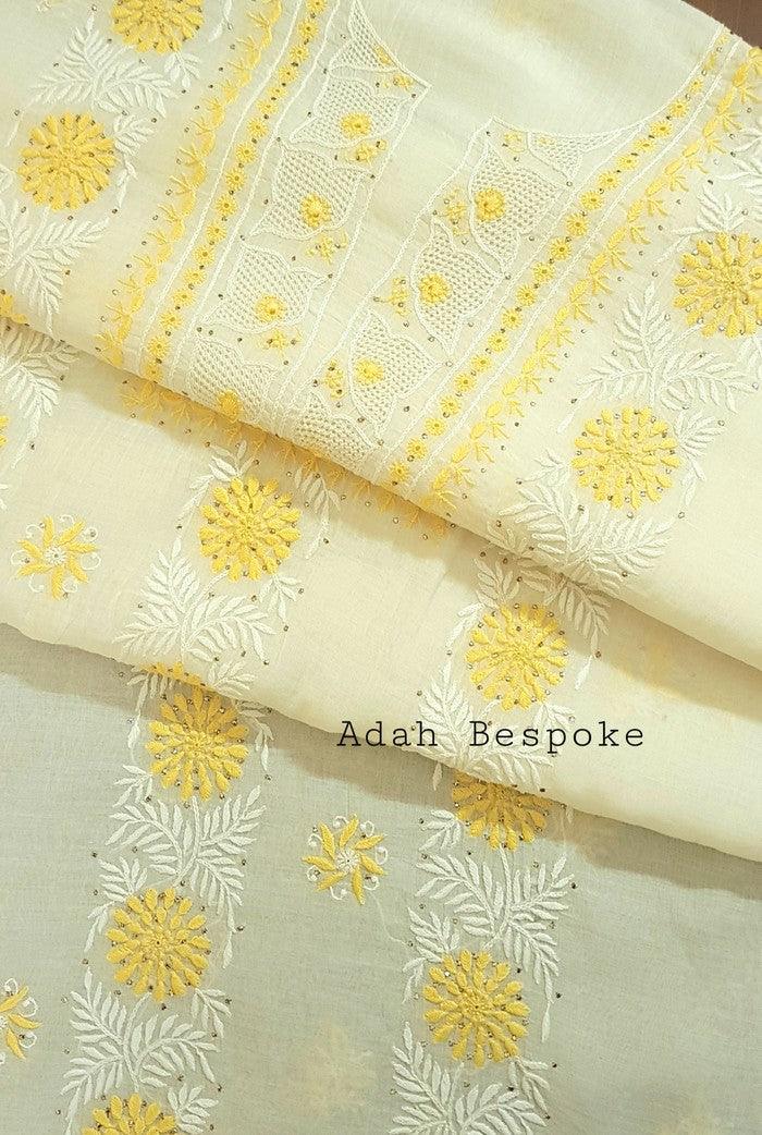Chikankari Mul Chanderi Designer Suit - Adah Chikankari