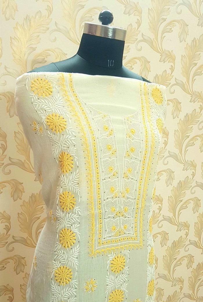 Chikankari Mul Chanderi Designer Suit - Adah Chikankari