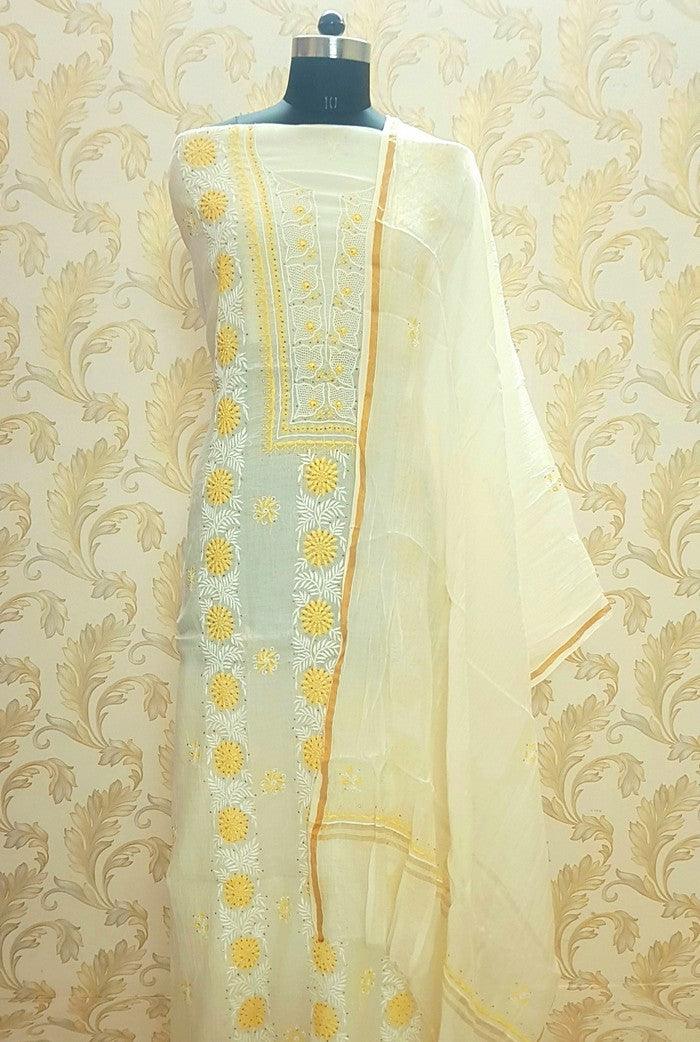 Chikankari Mul Chanderi Designer Suit - Adah Chikankari
