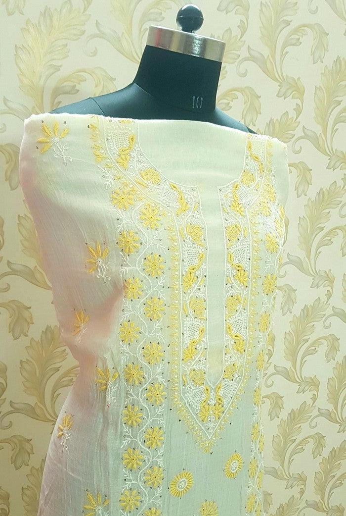 Chikankari Mul Chanderi Designer Suit - Adah Chikankari