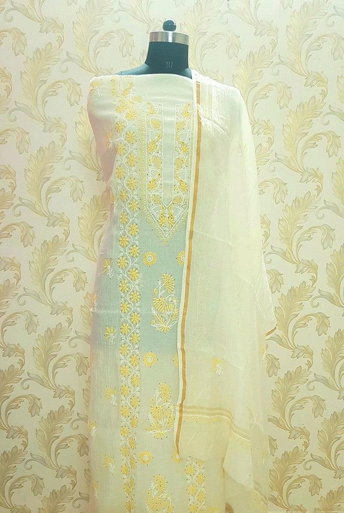 Chikankari Mul Chanderi Designer Suit - Adah Chikankari