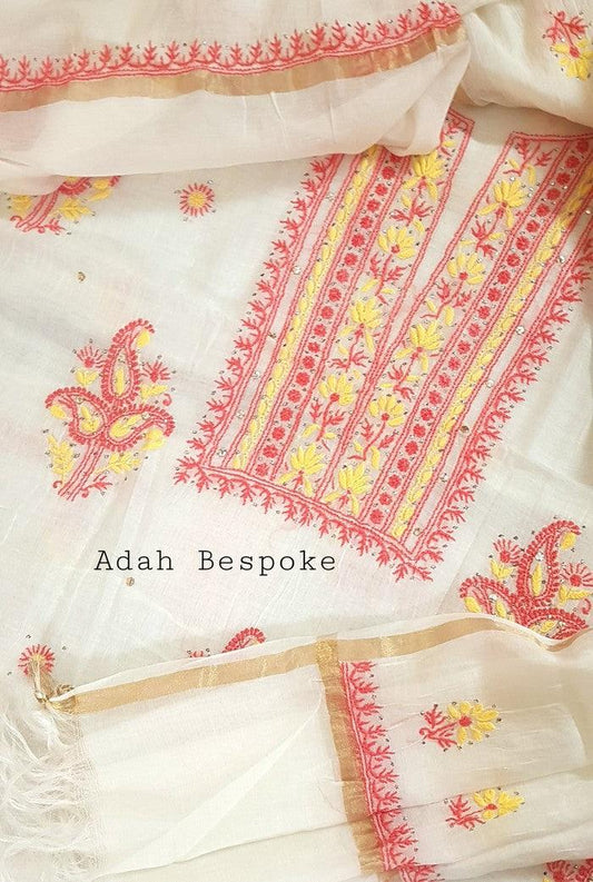 Chikankari Mulmul Chanderi Suit - Adah Chikankari