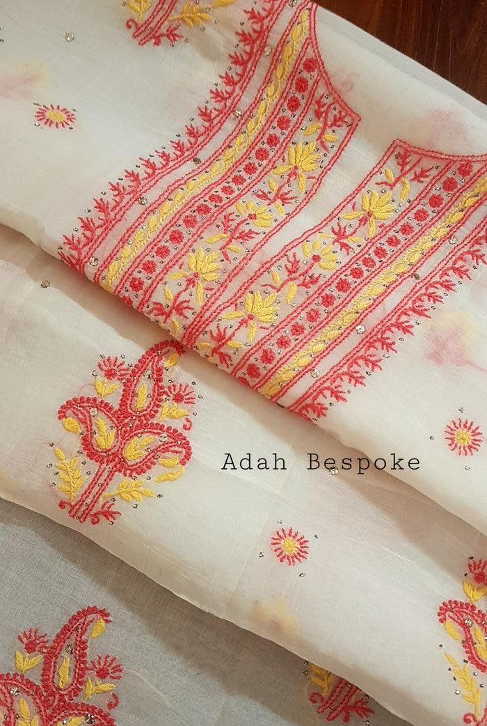 Chikankari Mulmul Chanderi Suit - Adah Chikankari