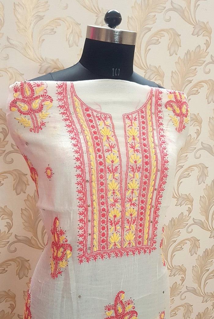 Chikankari Mulmul Chanderi Suit - Adah Chikankari