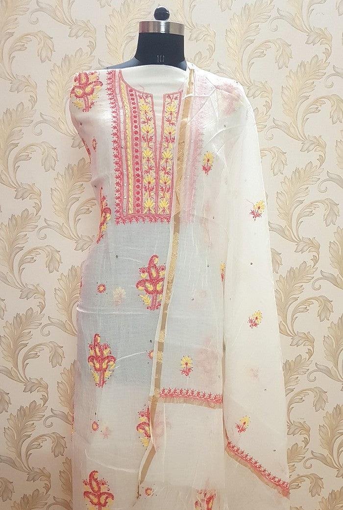 Chikankari Mulmul Chanderi Suit - Adah Chikankari