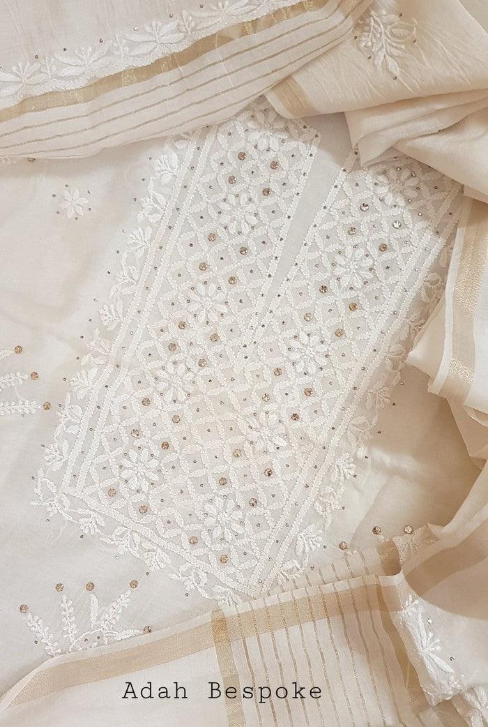 Chikankari Mulmul Chanderi Suit - Adah Chikankari