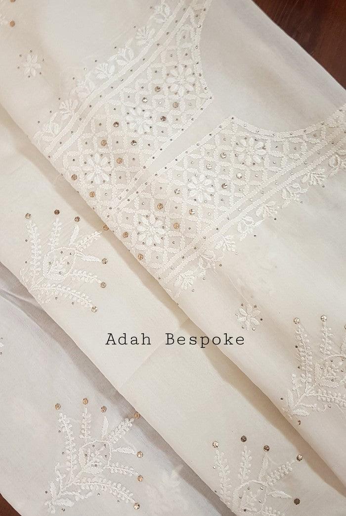 Chikankari Mulmul Chanderi Suit - Adah Chikankari