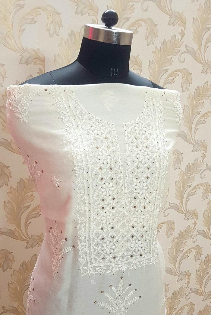 Chikankari Mulmul Chanderi Suit - Adah Chikankari