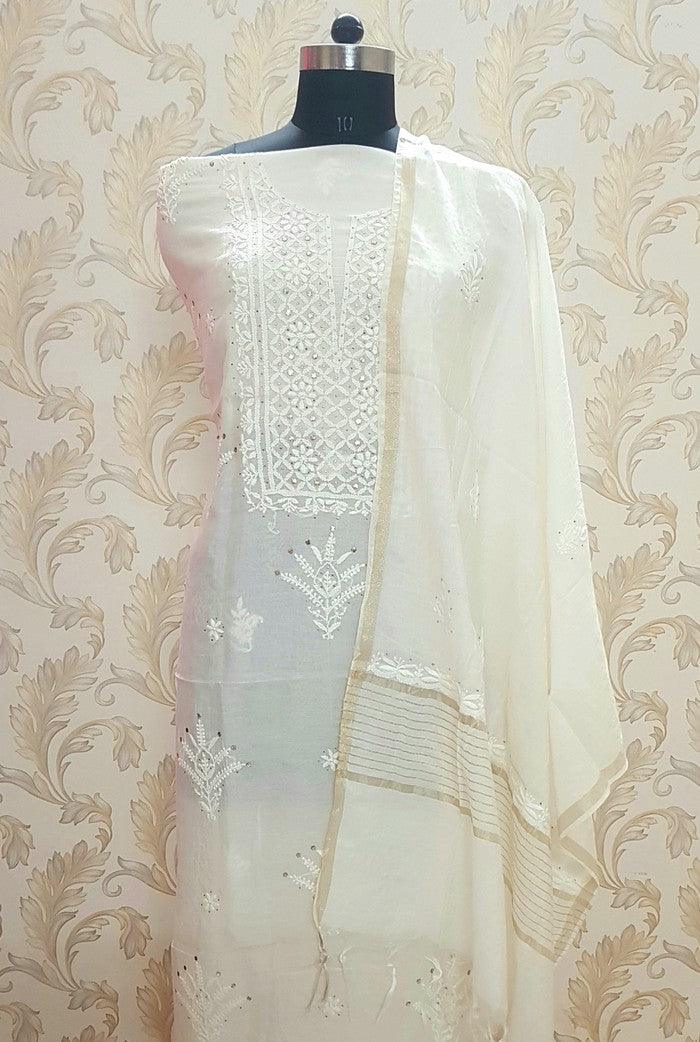 Chikankari Mulmul Chanderi Suit - Adah Chikankari