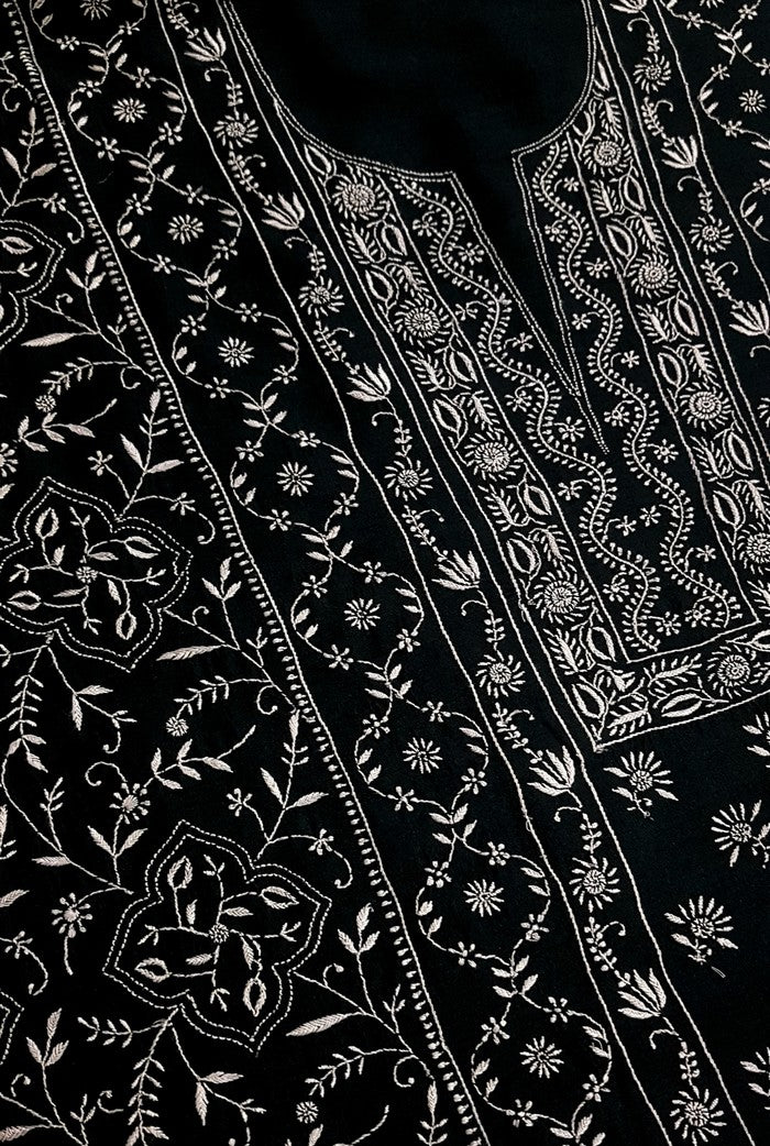 Chikankari Moonga Silk Set ( Do Taar )