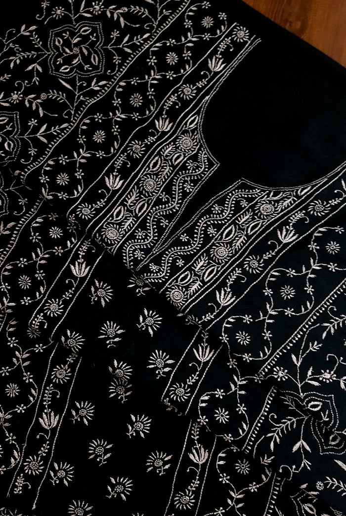 Chikankari Moonga Silk Set ( Do Taar )