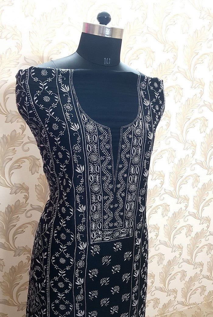 Chikankari Moonga Silk Set ( Do Taar )