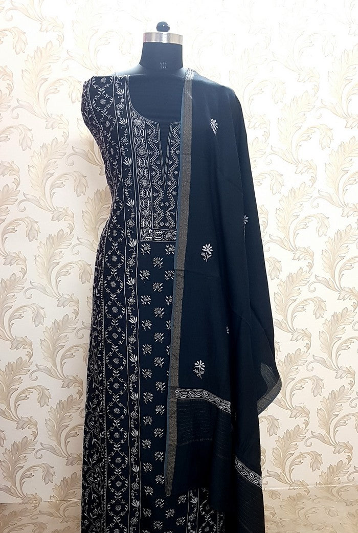 Chikankari Moonga Silk Set ( Do Taar )