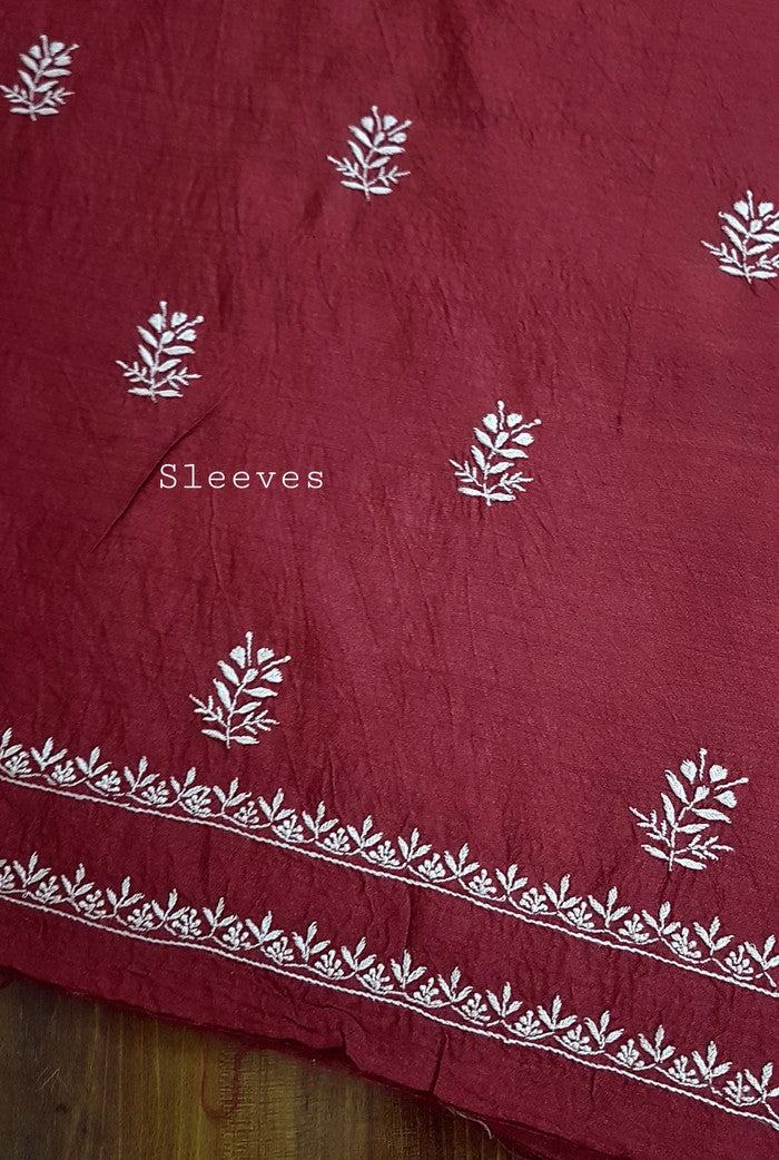 Chikankari Moonga Silk Set ( Do Taar )
