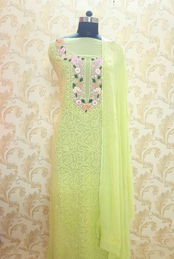 Chikankari Georgette Suit ( Parsi Work )