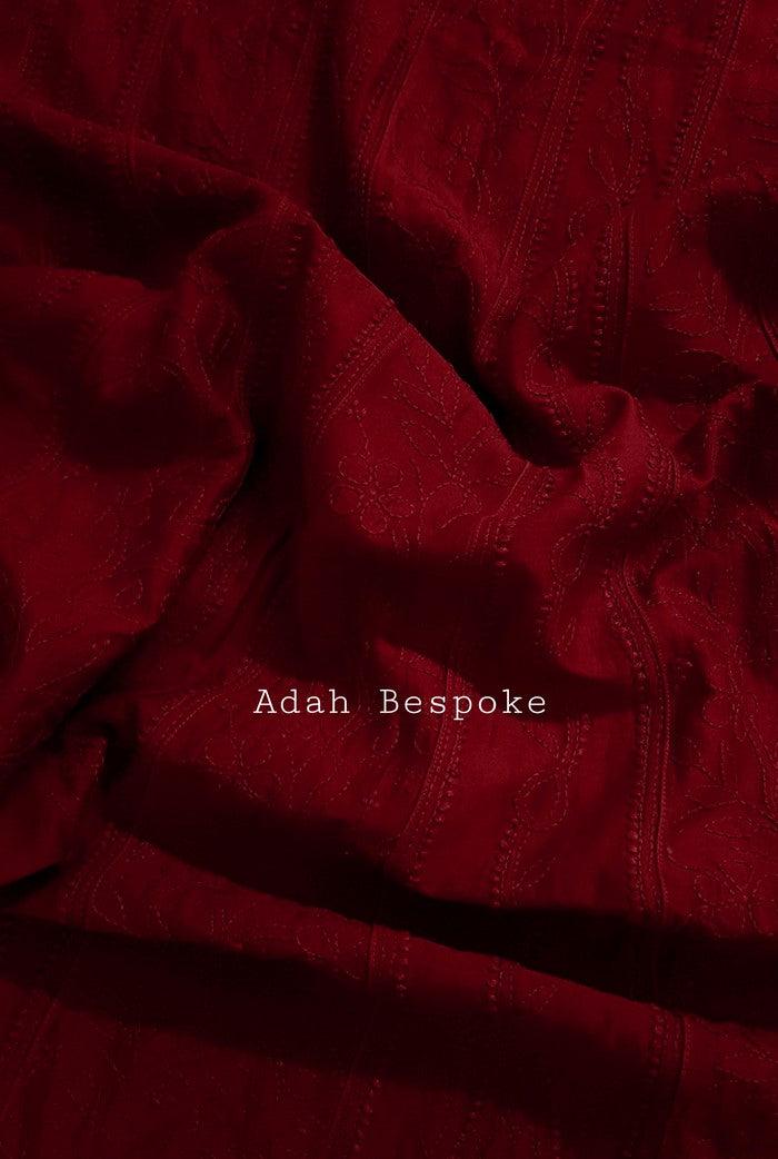 Chikankari Chanderi Silk Anarkali ( Semi Stitched ) - Adah Chikankari