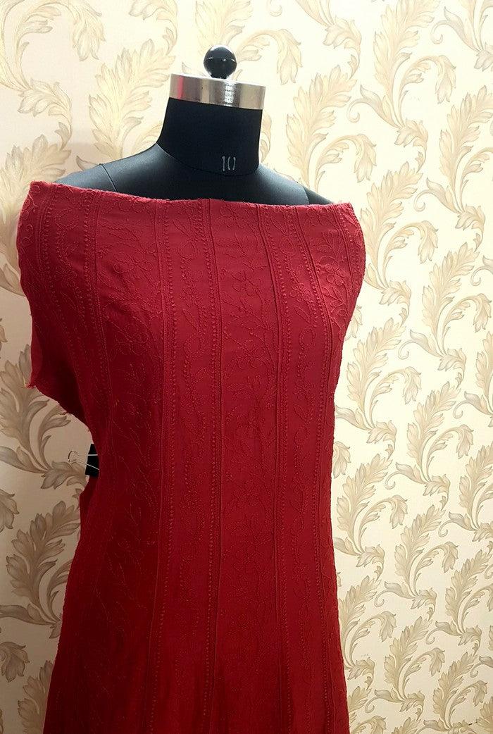 Chikankari Chanderi Silk Anarkali ( Semi Stitched ) - Adah Chikankari