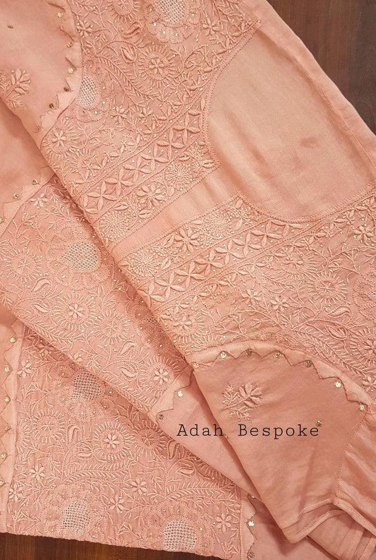 Chikankari Chanderi Designer Suit - Adah Chikankari